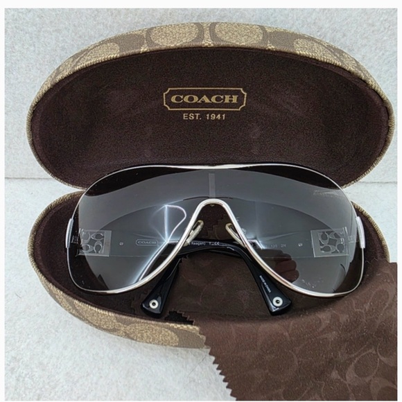 Coach Accessories - Coach Aviator Women's Sunglasses HC 7005B Black Silver Rhinestones L016 Reagan